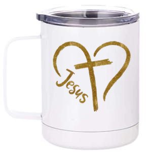 Jesus Cross Heart Christianity 12 oz Stainless Steel Tumbler Cup