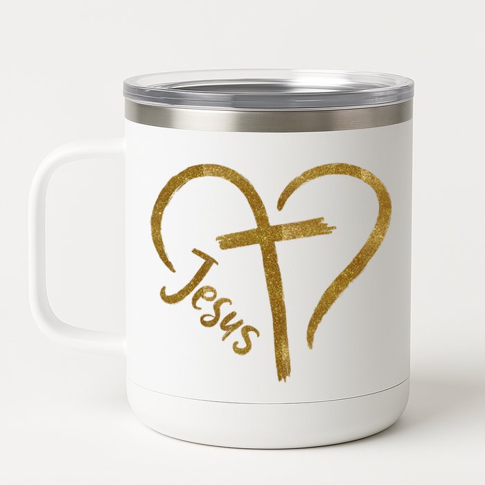 Jesus Cross Heart Christianity 12 oz Stainless Steel Tumbler Cup