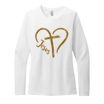 Jesus Cross Heart Christianity Womens CVC Long Sleeve Shirt