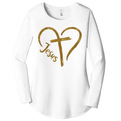 Jesus Cross Heart Christianity Women's Perfect Tri Tunic Long Sleeve Shirt