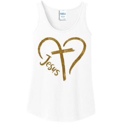 Jesus Cross Heart Christianity Ladies Essential Tank