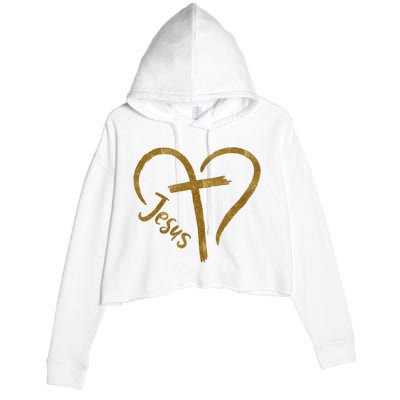 Jesus Cross Heart Christianity Crop Fleece Hoodie