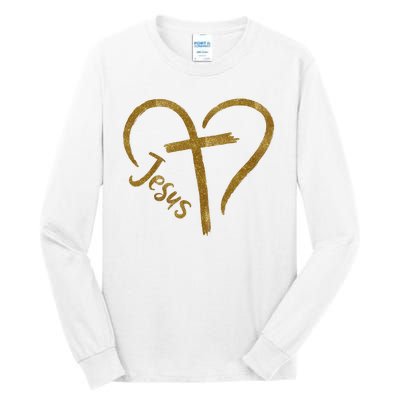 Jesus Cross Heart Christianity Tall Long Sleeve T-Shirt