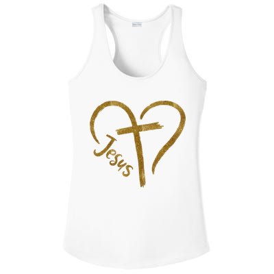 Jesus Cross Heart Christianity Ladies PosiCharge Competitor Racerback Tank