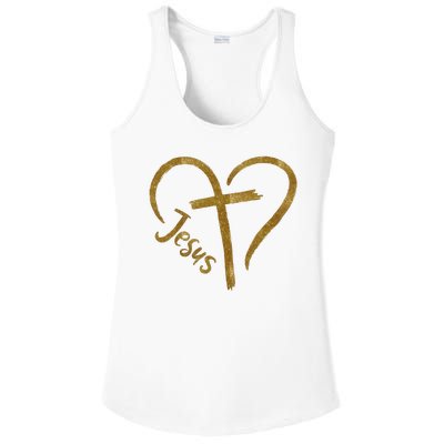 Jesus Cross Heart Christianity Ladies PosiCharge Competitor Racerback Tank