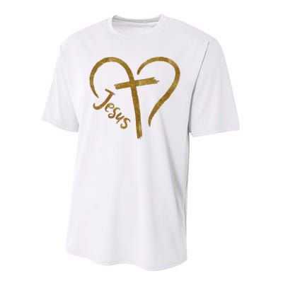 Jesus Cross Heart Christianity Performance Sprint T-Shirt