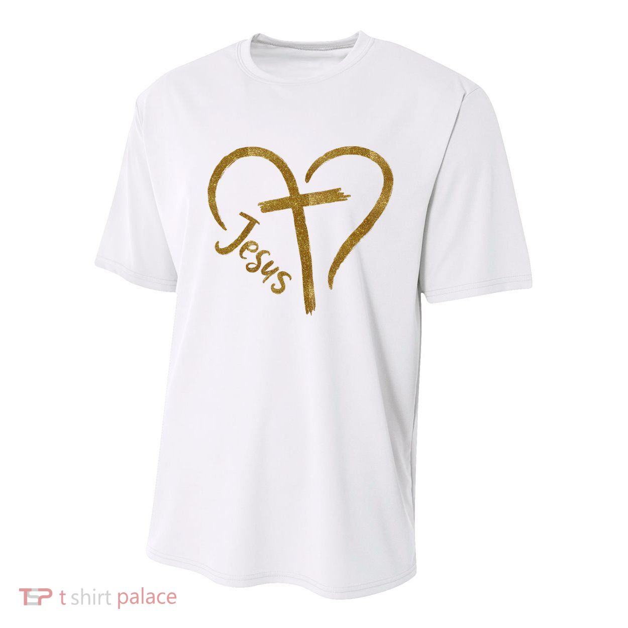 Jesus Cross Heart Christianity Youth Performance Sprint T-Shirt