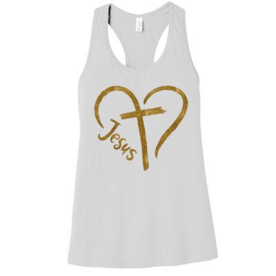 Jesus Cross Heart Christianity Women's Racerback Tank