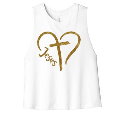 Jesus Cross Heart Christianity Women's Racerback Cropped Tank