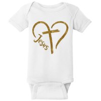 Jesus Cross Heart Christianity Baby Bodysuit