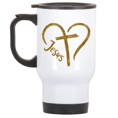 Jesus Cross Heart Christianity Stainless Steel Travel Mug