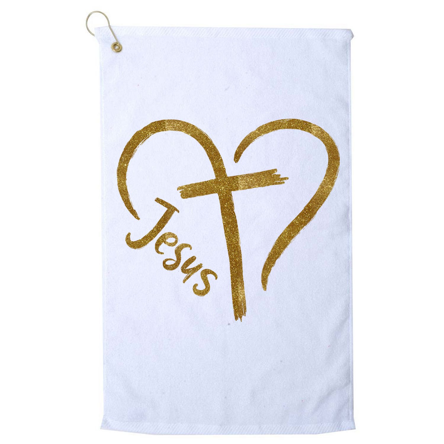 Jesus Cross Heart Christianity Golf Towel