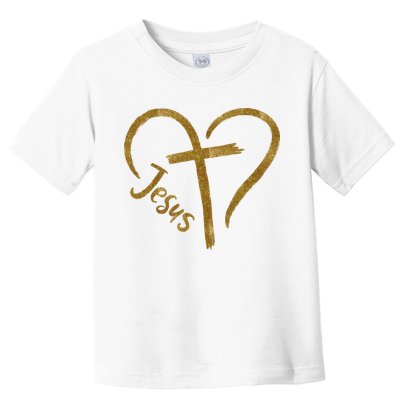 Jesus Cross Heart Christianity Toddler T-Shirt