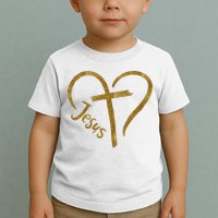 Jesus Cross Heart Christianity Toddler T-Shirt