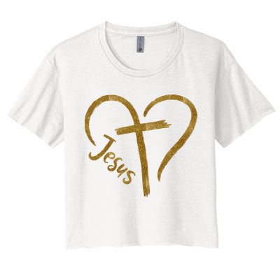 Jesus Cross Heart Christianity Crop Top