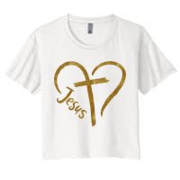 Jesus Cross Heart Christianity Crop Top