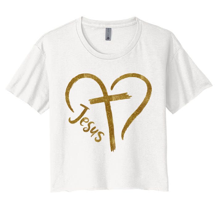 Jesus Cross Heart Christianity Crop Top