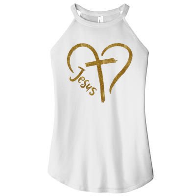 Jesus Cross Heart Christianity Women's Perfect Tri Rocker Tank