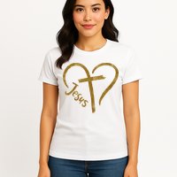 Jesus Cross Heart Christianity Womens T-Shirt