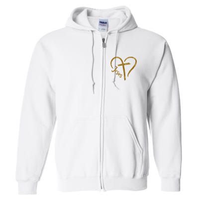 Jesus Cross Heart Christianity Full Zip Hoodie