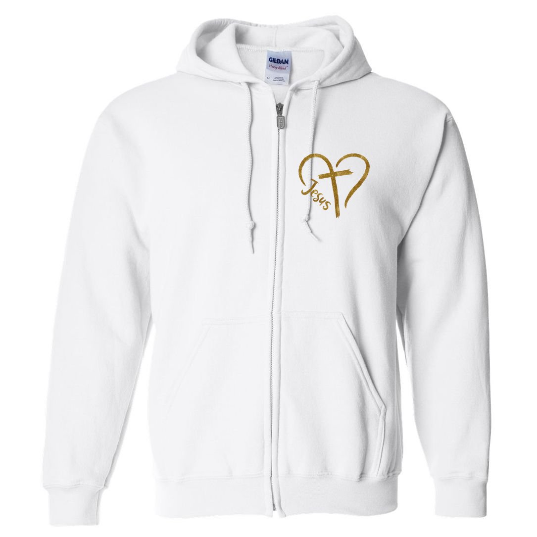 Jesus Cross Heart Christianity Full Zip Hoodie
