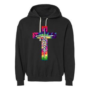 Jesus Christian Hippie Graphic Tees Tie Dye Cross Garment-Dyed Fleece Hoodie