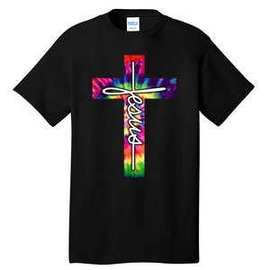 Jesus Christian Hippie Graphic Tees Tie Dye Cross Tall T-Shirt