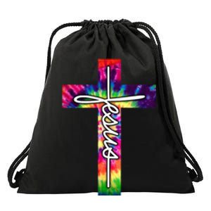 Jesus Christian Hippie Graphic Tees Tie Dye Cross Drawstring Bag