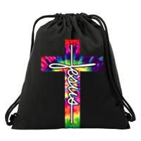 Jesus Christian Hippie Graphic Tees Tie Dye Cross Drawstring Bag