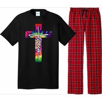 Jesus Christian Hippie Graphic Tees Tie Dye Cross Pajama Set