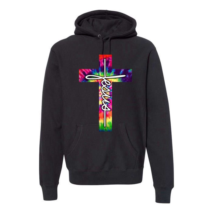 Jesus Christian Hippie Graphic Tees Tie Dye Cross Premium Hoodie