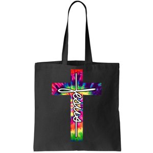 Jesus Christian Hippie Graphic Tees Tie Dye Cross Tote Bag