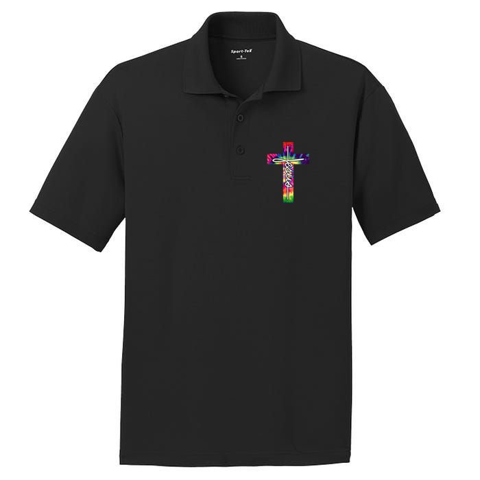 Jesus Christian Hippie Graphic Tees Tie Dye Cross PosiCharge RacerMesh Polo