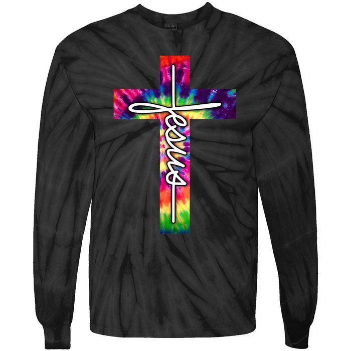 Jesus Christian Hippie Graphic Tees Tie Dye Cross Tie-Dye Long Sleeve Shirt