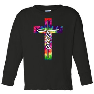 Jesus Christian Hippie Graphic Tees Tie Dye Cross Toddler Long Sleeve Shirt