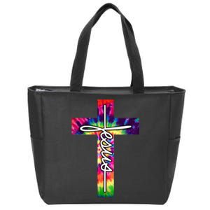 Jesus Christian Hippie Graphic Tees Tie Dye Cross Zip Tote Bag