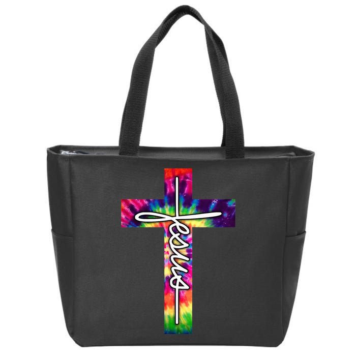 Jesus Christian Hippie Graphic Tees Tie Dye Cross Zip Tote Bag