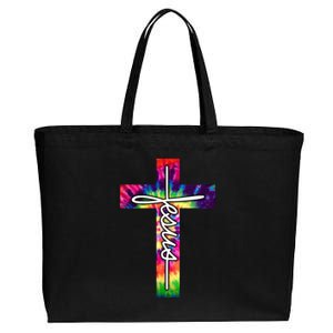 Jesus Christian Hippie Graphic Tees Tie Dye Cross Cotton Canvas Jumbo Tote