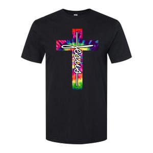 Jesus Christian Hippie Graphic Tees Tie Dye Cross Softstyle CVC T-Shirt