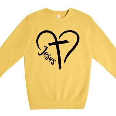 Jesus Cross Heart Premium Crewneck Sweatshirt