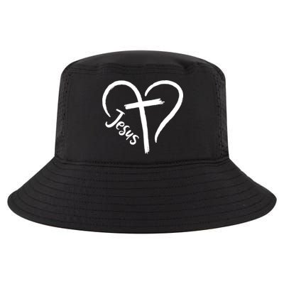 Jesus Cross Heart Cool Comfort Performance Bucket Hat