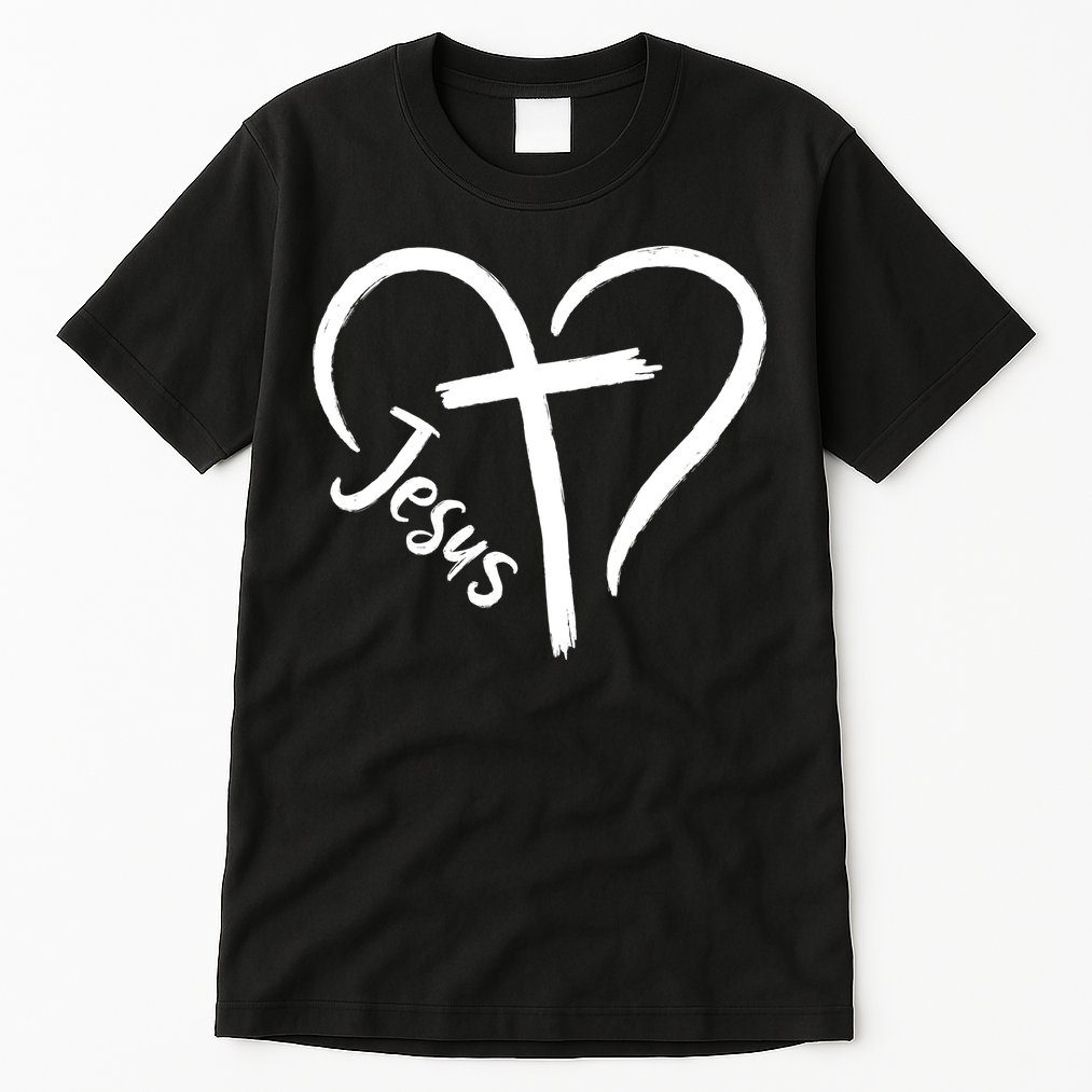 Jesus Cross Heart Tall T-Shirt