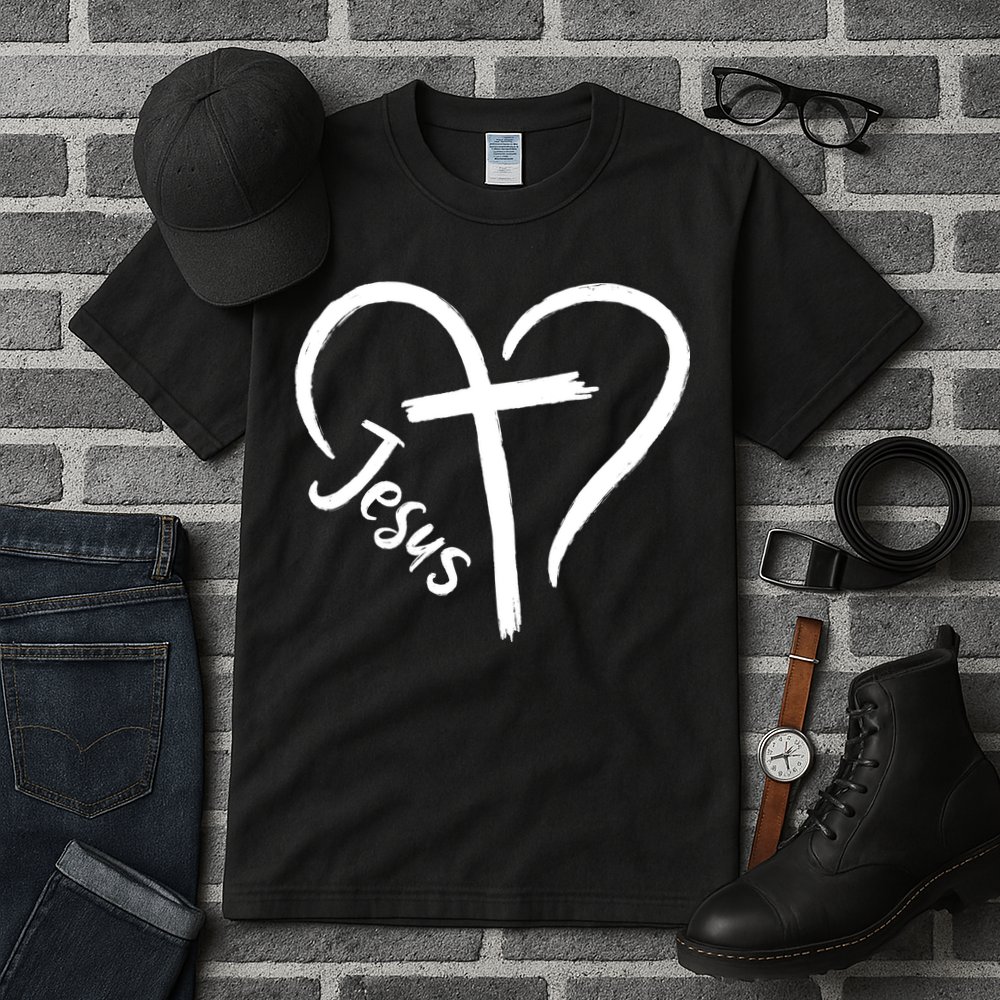 Jesus Cross Heart Tall T-Shirt