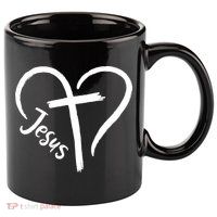 Jesus Cross Heart 11oz C Handle Ceramic Mug