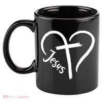 Jesus Cross Heart 11oz C Handle Ceramic Mug