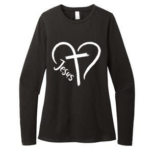 Jesus Cross Heart Womens CVC Long Sleeve Shirt