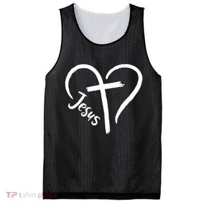 Jesus Cross Heart Mesh Reversible Basketball Jersey Tank