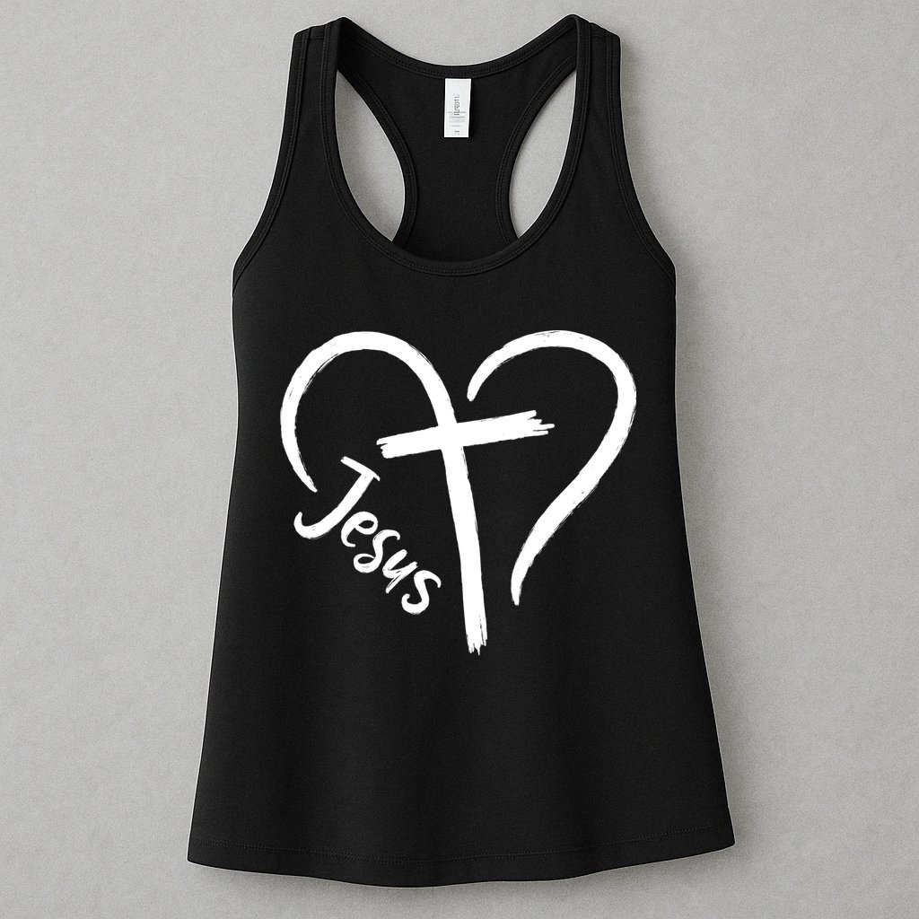 Jesus Cross Heart Womens Tank Top