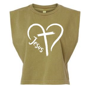 Jesus Cross Heart Garment-Dyed Women's Muscle Tee