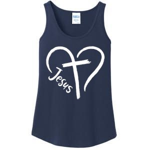 Jesus Cross Heart Ladies Essential Tank